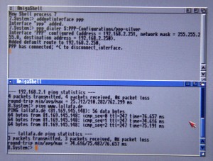 Minimig running Roadshow PPP and pinging the net